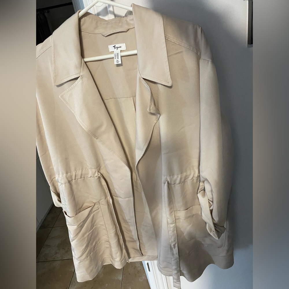 Thyme Maternity Beige Drawstring Cardigan